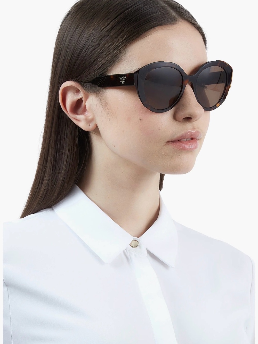 Prada Tortoiseshell Round Women's Sunglasses with Brown Gradient Lenses